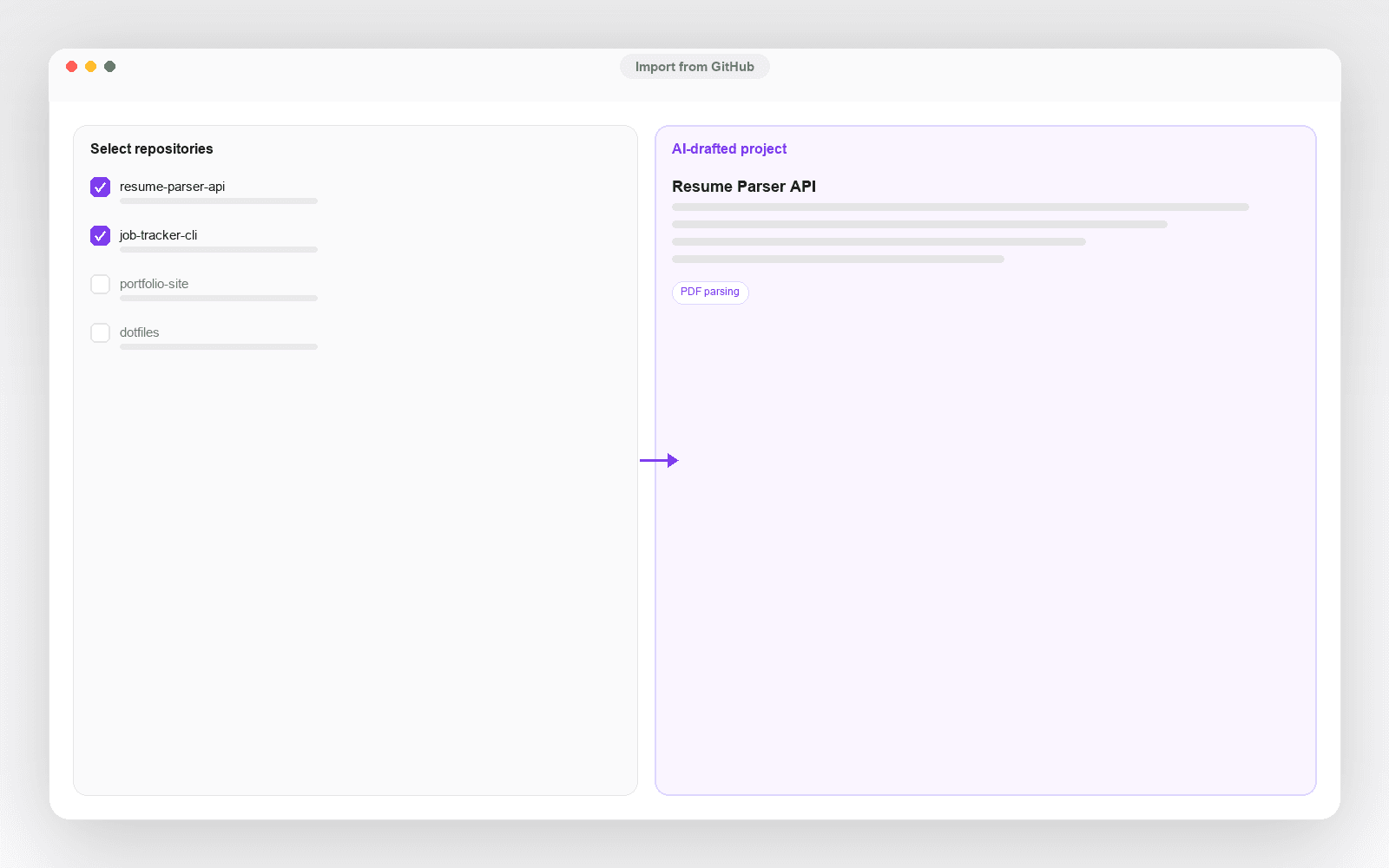 GitHub Import in the Rezlo resume builder